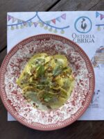 Pansotti con Zucchine Trombette,Pecorino e Mandorle