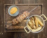 Spiedone di Pancia di Maiale e Coscia d'Agnello
